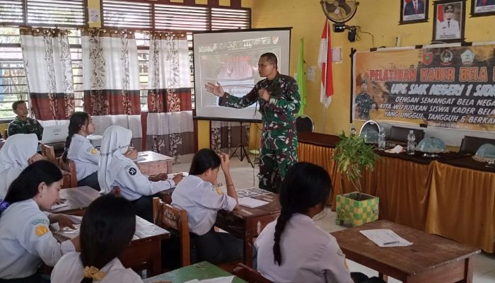 Dandim 1420 Sidrap Berikan Materi Kepemimpinan Kepada Peserta Pelatihan Bela Negara di UPT SMK 1 Sidrap