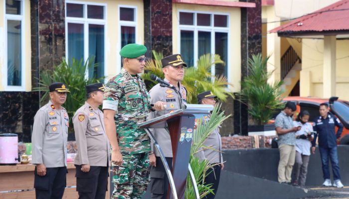 Kapolres Sidrap bersama Dandim 1420 Pimpin Apel Sinergitas dan Solidaritas TNI-Polri