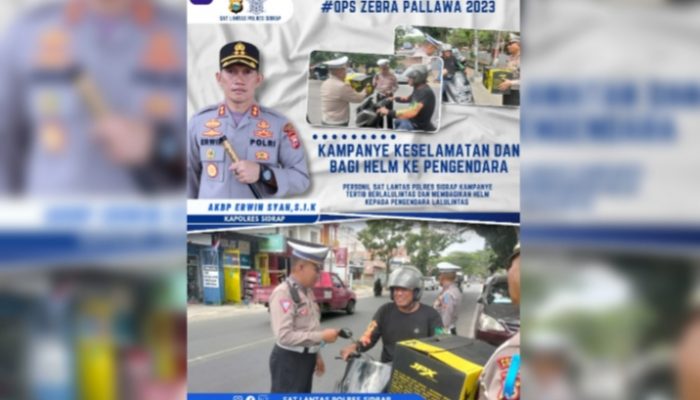 Kampanye Keselamatan Lalulintas, SatLantas Polres Sidrap Bagikan Helm
