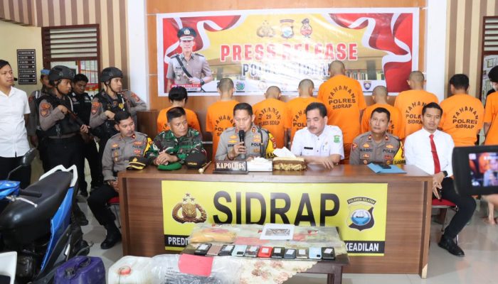 Kapolres Sidrap bersama Pj Bupati dan Kasdim 1420 Rilis Hasil Operasi KRYD 