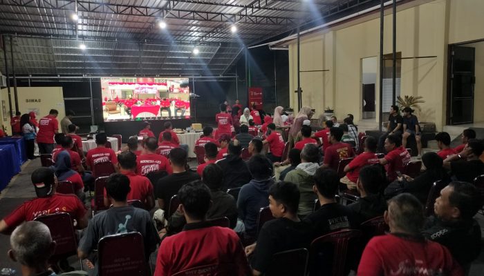 Nobar Laga Kontra Indonesia Versus Urbekiztan Polres Sidrap Dibanjiri Ratusan Masyarakat 