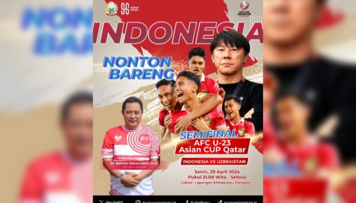 Nobar di Parepare, Pj Gubernur Bahtiar Ajak Masyarakat Sulsel Dukung Timnas Indonesia