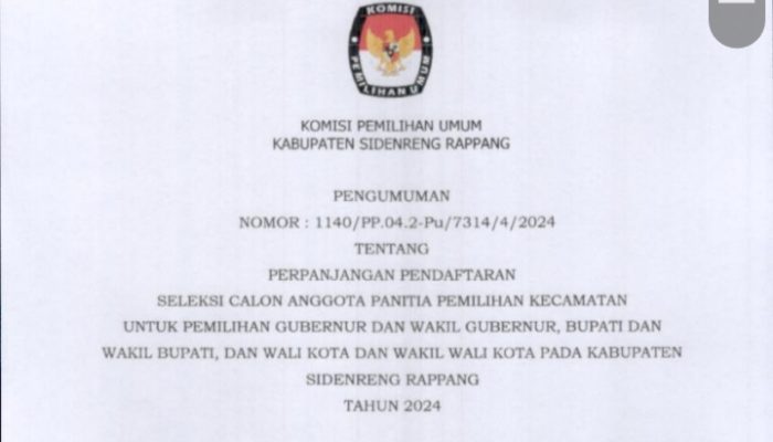Pendaftaran PPK 9 Kecamatan di Sidrap Diperpanjang