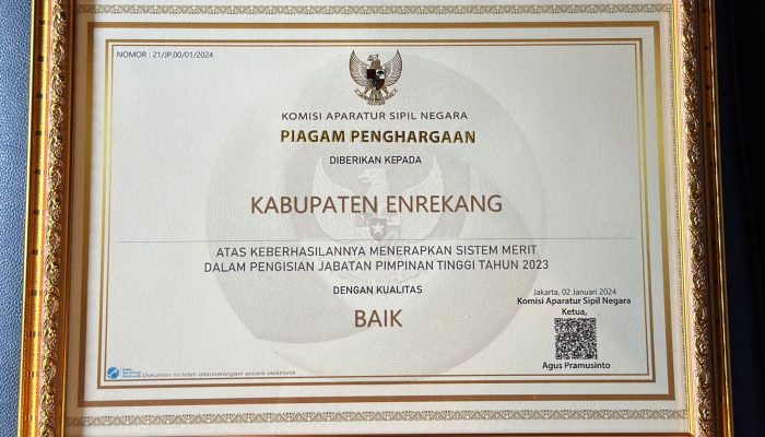 Pemda Enrekang Raih Penghargaan dari KASN, Berhasil Terapkan Sistem Merit