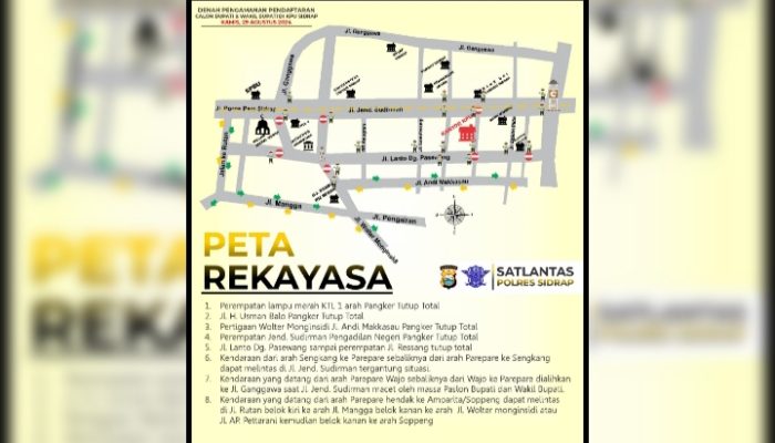 Hari Terakhir Pendaftaran Calon Bupati, Satlantas Polres Sidrap Rekayasa Lalulintas