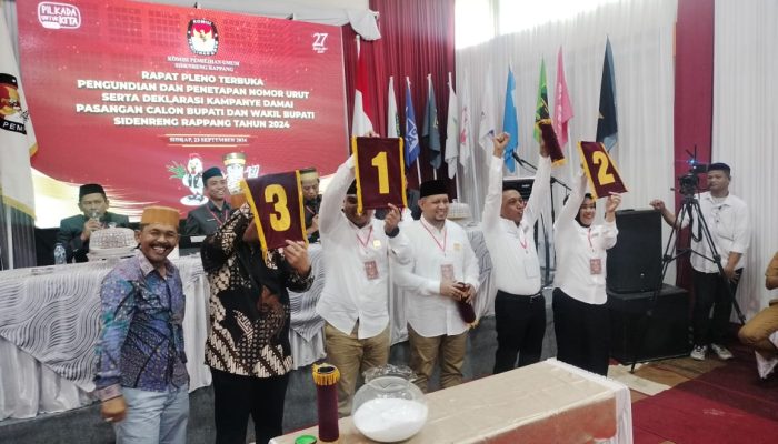 KPU Sidrap Gelar Pengundian Nomor Urut Paslon Bupati dan Wakil Bupati