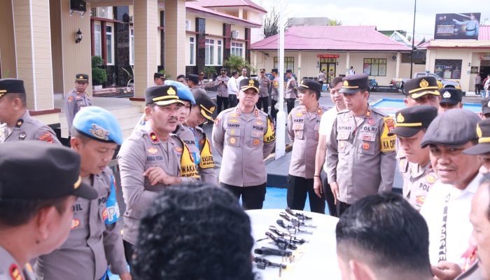 Cegah Penyalahgunaan, Kapolres Sidrap Gelar Apel Pemeriksaan Senpi