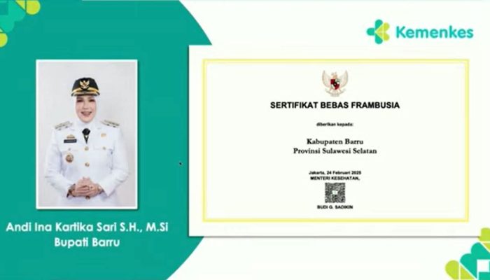 Barru Terima Sertifikat Bebas Frambusia dari Kementerian Kesehatan