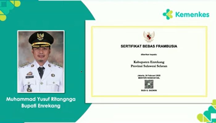 Enrekang Raih Sertifikat Bebas Frambusia 2025