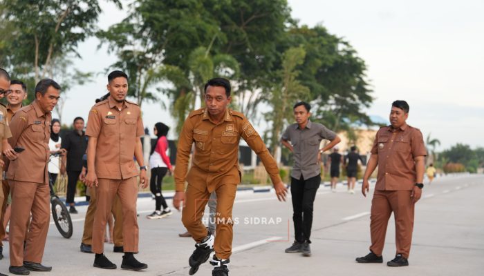 Jalan Depan SKPD Sidrap Jadi Jalur Jogging Favorit
