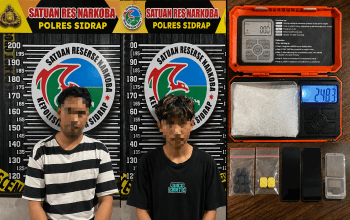 Digerebek di Panca Rijang, Dua Penyalahguna Narkotika Dibekuk Satresnarkoba Polres Sidrap