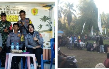 Personel Polsek Barebbo Polres Bone Bersama Bhabinsa Kawal Pengamanan Turnamen Sepak Bola Lamellong Cup II di Desa Kajaolaliddong