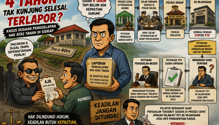 Empat Tahun Bergulir, Kasus Dugaan Penggelapan Hak atas Tanah di Sidrap Belum Tuntas