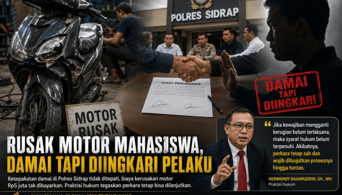 Damai Diingkari, Motor Korban Tak Kunjung Dibiayai Perbaikannya, Praktisi Hukum: Perkara Pidana Tetap Bisa Dilanjutkan