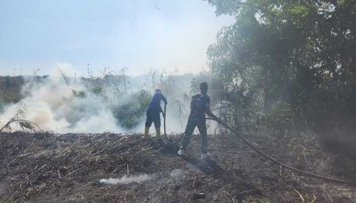 Sinergitas TNI-Polri, Babinsa dan Bhabinkamtibmas Kompak Padamkan Kebakaran Lahan di Desa Malimpung