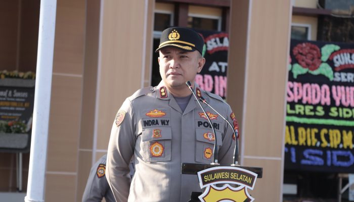 Apel Perdana Kapolres Sidrap, AKBP Indra Waspada Yuda Tegaskan Pelayanan Humanis dan Integritas Jadi Prioritas