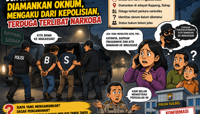 Dua Warga Sidrap Dikabarkan Diamankan Oknum Mengaku Polisi, Keluarga Masih Menunggu Kepastian